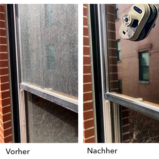Vorher Nachher eines Fensterputzroboters