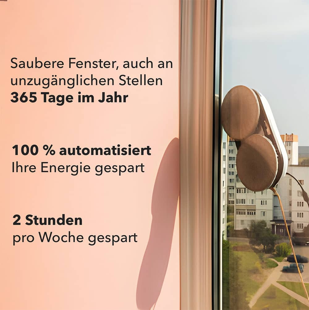 Fensterputzroboter auf einem Fenster shooting