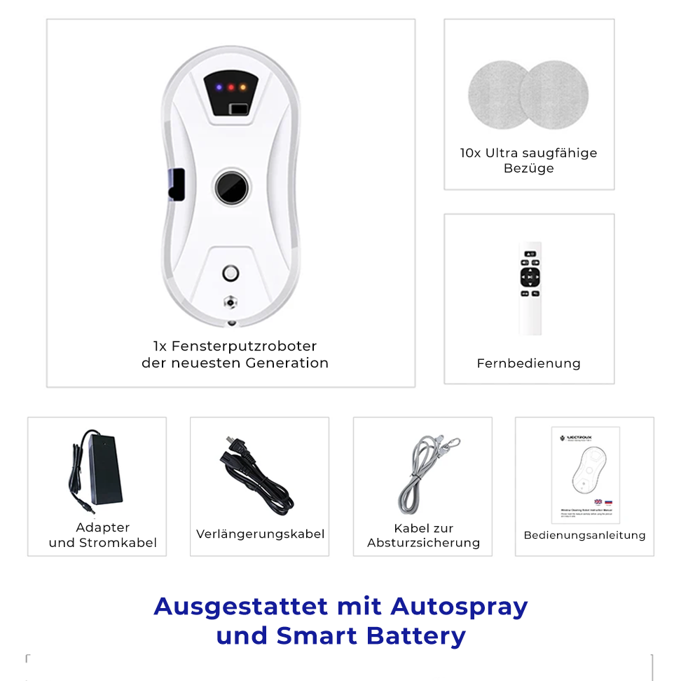 Fensterputzroboter mit Wasserspray - Neueste Generation 2025